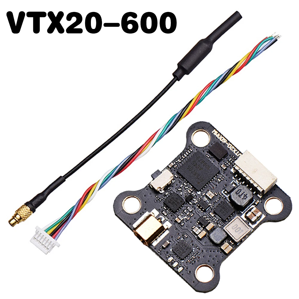 Câbles de sortie et connecteur d'antenne de l'émetteur VTX20-600 5.8G 40CH 600mW pour drone FPV