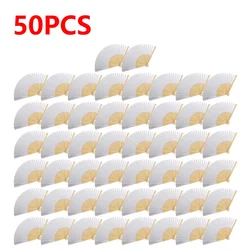 DIY Paper Bamboo Folding Fan Set - 50 Pack for Calligraphy, Painting, and Crafting (50pcs)