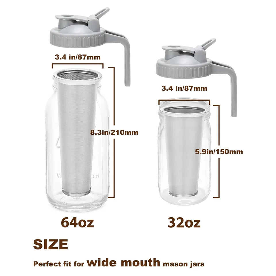 Filtro Cold Brew OneDream - Para Frasco Mason 947ml Aço Inox 304