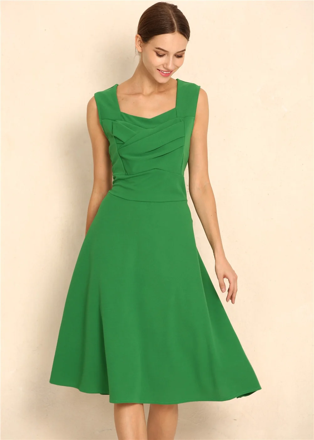 Elegant Emerald A-Line Midi Dress for Women S257a11dabd1d49b6b66fa8df4ceab369a