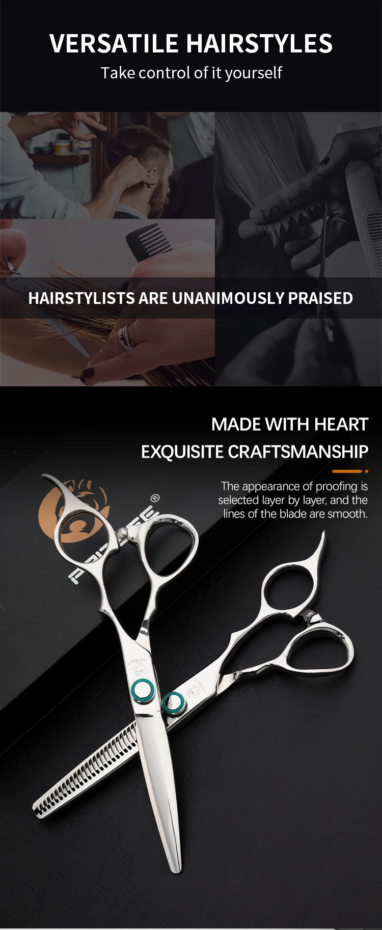 Description Picture 3 of itemProfessional Shears Stainless Steel 6.0 Inch VG10 Steel  Hair Cutting Scissors Best Barber Scissors