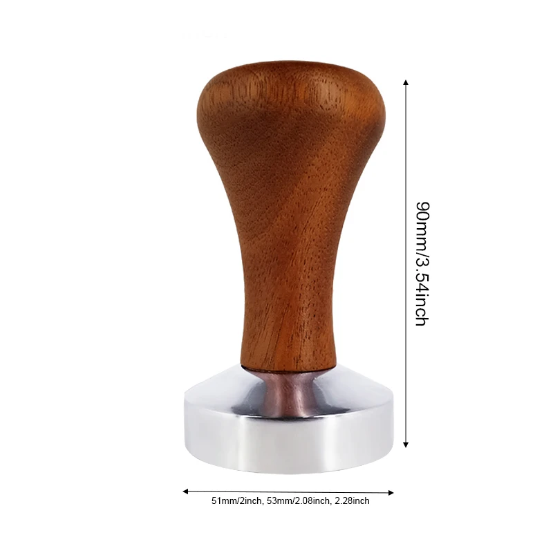 Espresso Tamper Coffee Barista Flat Base with Wood Handle 51mm 53mm 58mm espresso tamper