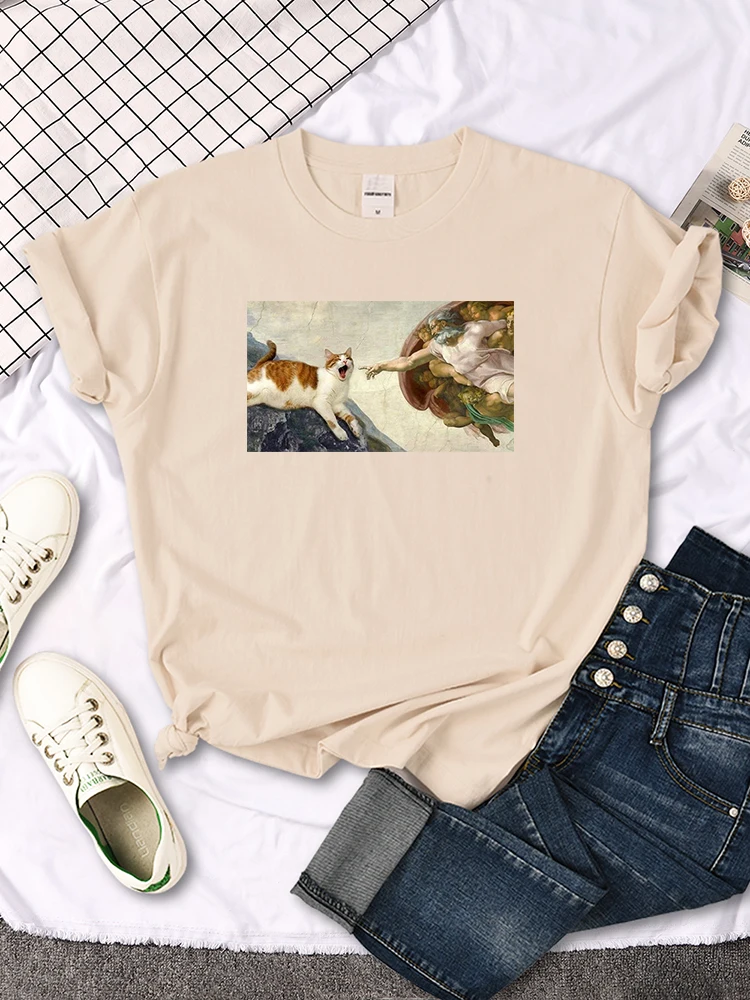 Funny Cute Cat Cartoon Image Printing T-Shirt For Women Harajuku Gothic Woman Tshirt High Quality Punk Style Women Clothing