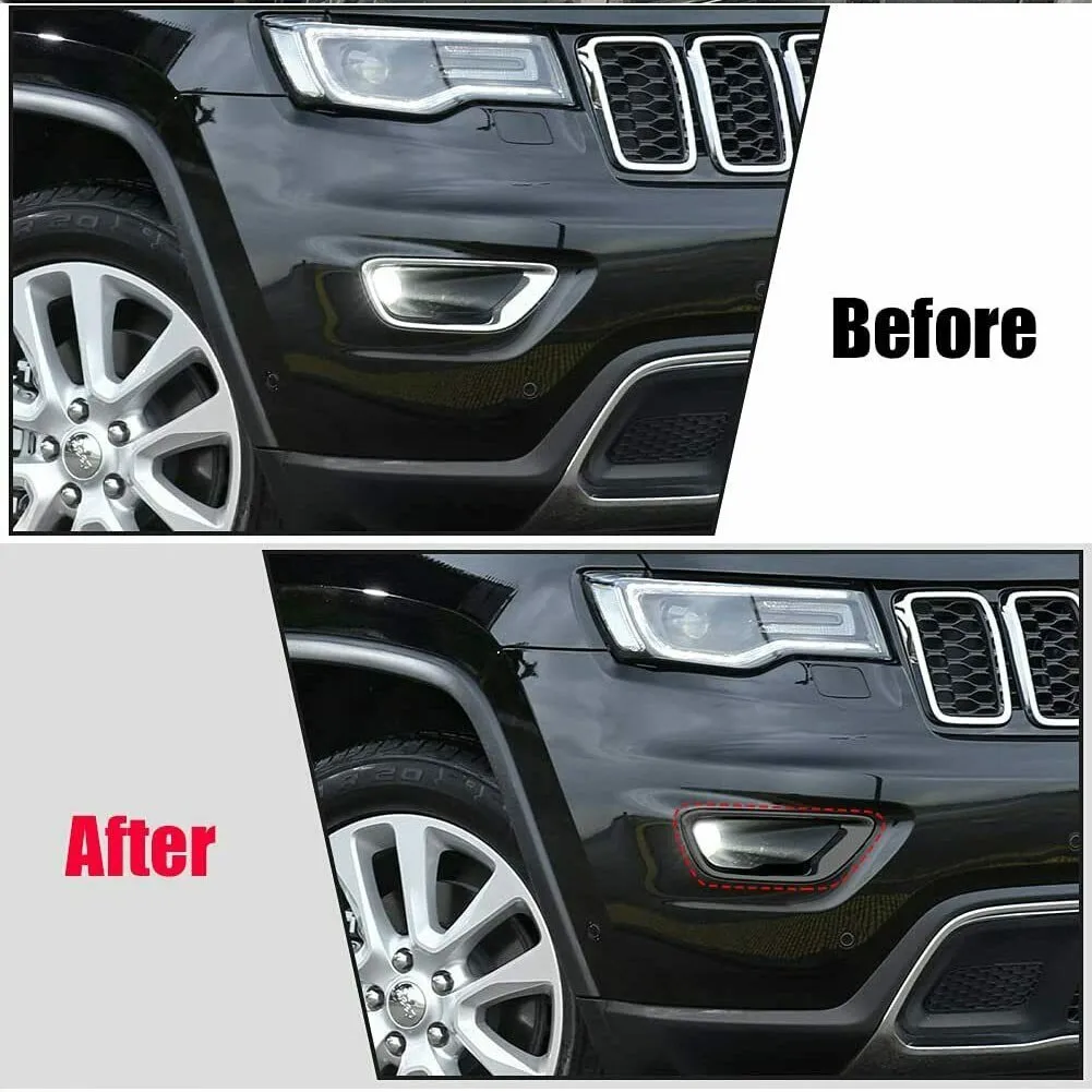 For Jeep Grand Cherokee 2017 2018 2019 2020 2021 Limited Laredo Overland Trailhawk Front Fog Light Cover Fog Lamp Trim sticker