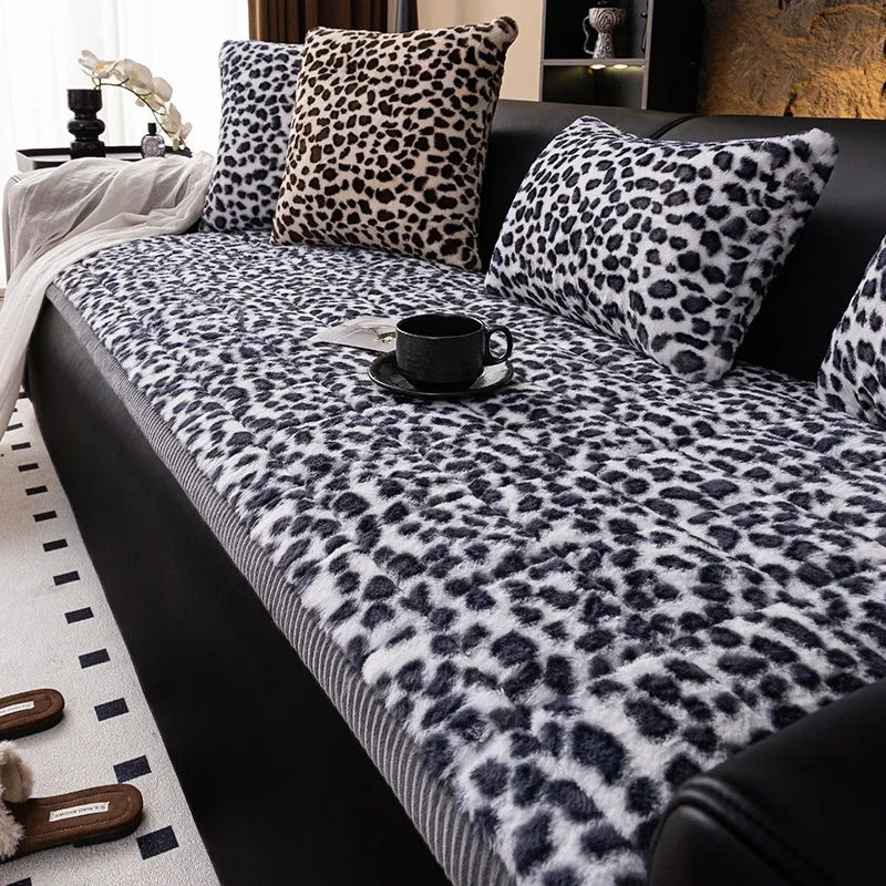 Luxury Leopard Print Plush Sofa Cushion 2024 New Winter Thick Anti slip And Dustproof For Living Room Decoration Sofa Cushion 4