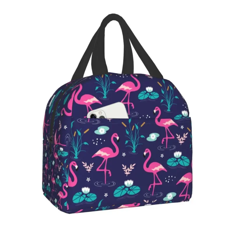 

Cute Flamingo Seamless Pattern Insulated Bags for Camping Travel Tropical Waterproof Picnic Thermal Cooler Lunch Box Women