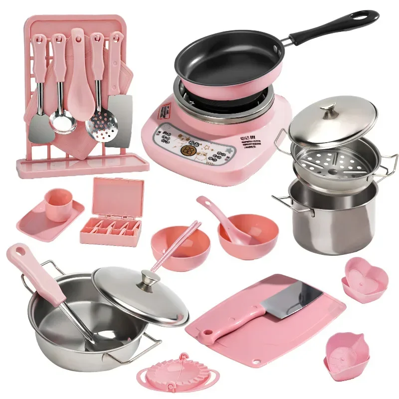 Girl Baby Can Cook Funny Mini Kitchen Real Cooked Family Toy Set