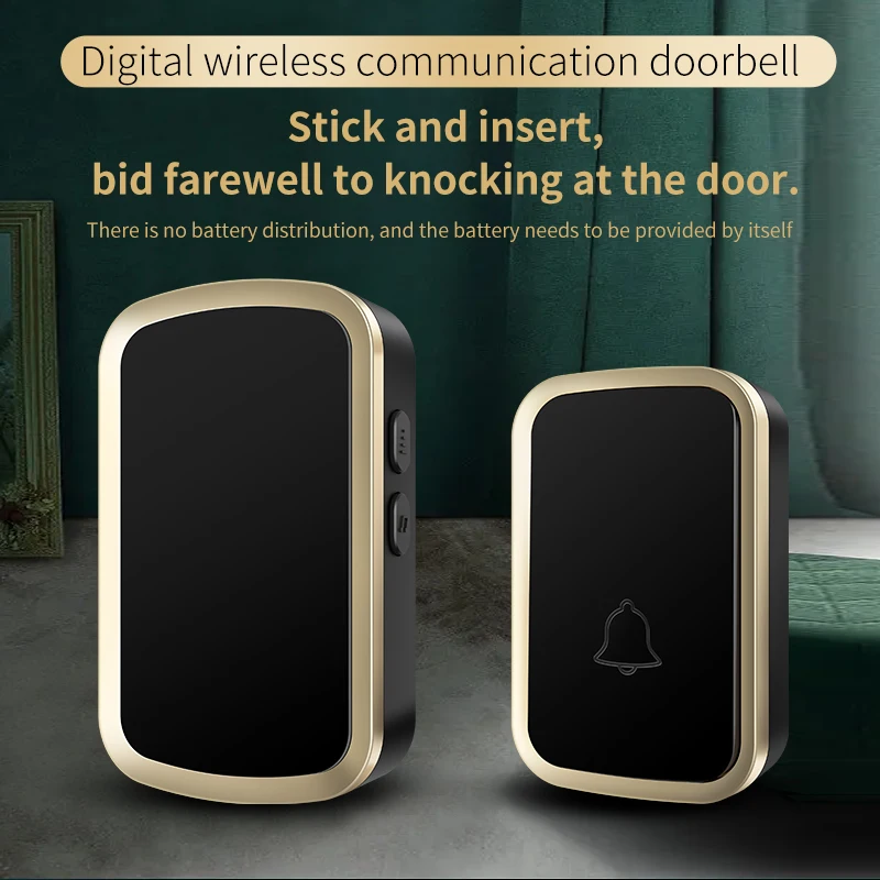 Cacazi Campanello Wireless 60 Ring 5 Volume Pulsante Impermeabile 300M Telecomando Led Light Household A29 Smart Campanello Us Eu Uk