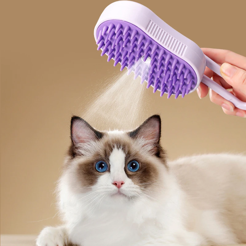Steamy Brush Electric Spray Cat Hair Brush 3in1 Pet Hair Removal Tool 360° Rotating Handle Silicone Multifunctional Massage Comb Steamy Brush Electric Spray Cat Hair Brush 3in1 Pet Hair Removal Tool 360° Rotating Handle Silicone Multifunctional Massage Comb