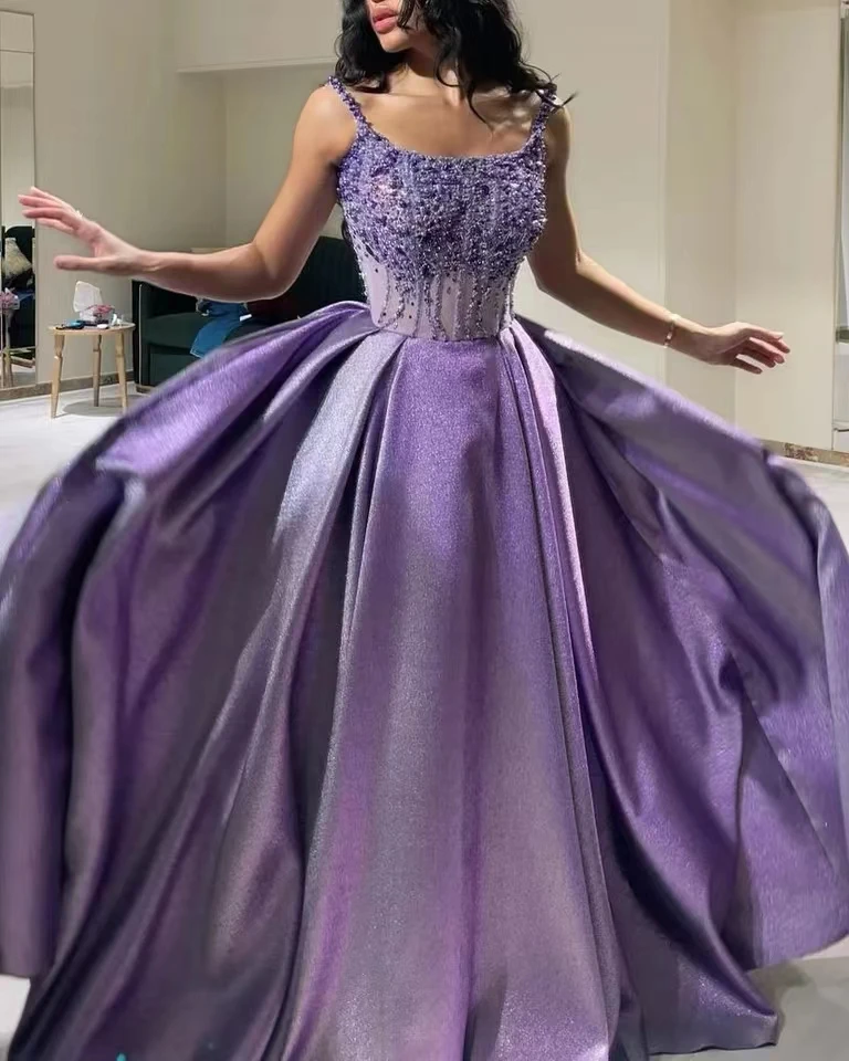 women's purple prom dresses 2025 Customized(can Not Refund) Stunning Purple Appliques Beaded Long Prom Dresses 2025 Women Sexy Slit Ruffle Mermaid Prom Gowns For Black Girls