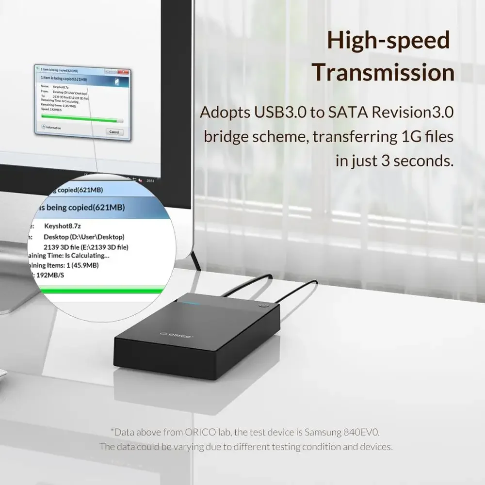 Orico-gabinete de Disco Rígido Portátil Sata para Usb3.0 Estojo 3.5 Hdd Potência Interna 12v Suporte 12tb 35 Ssd Uasp para pc tv Ps4 - Imagem 3