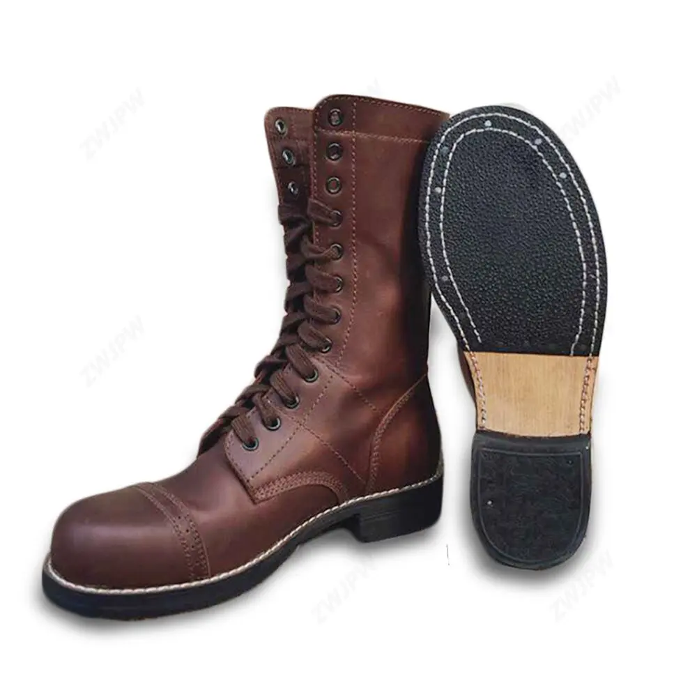 WW2 US ARMY 101 /82 PARATROOPERS BOOTS OUTDOOR LETHER BOOTS BROWN
