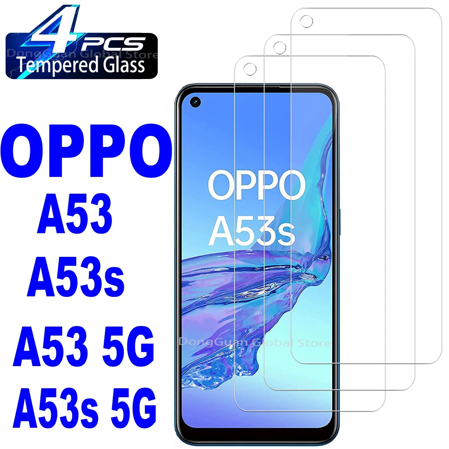 2/4Pcs Tempered Glass For OPPO A53S A53 Screen Protector Glass