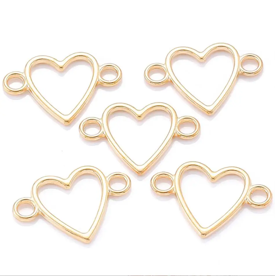 100pcs 23*16mm Antique Silver Color Hollow Heart Connector Charms For Jewelry Making DIY Jewelry Findings F0547