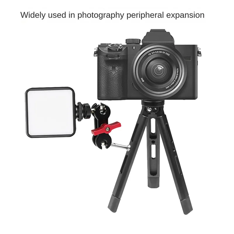 HFES 조절식 암 마운트 더블 볼 헤드 DSLR 카메라 용 1/4 인치 나사 라이트 삼각대 라이브 핫슈 브래킷 유형