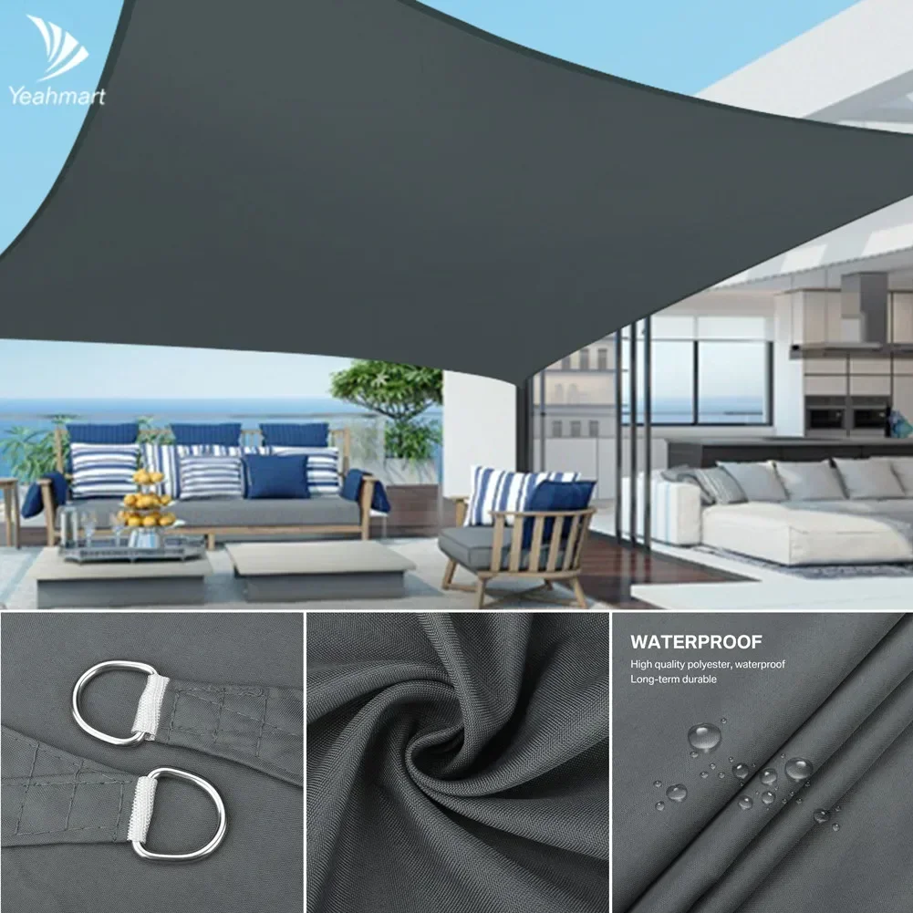 Waterproof Oxford Square Rectangle Shade Sail Garden Terrace Canopy Swimming Sun Shade Outdoor Camping Yard Sail Shelter