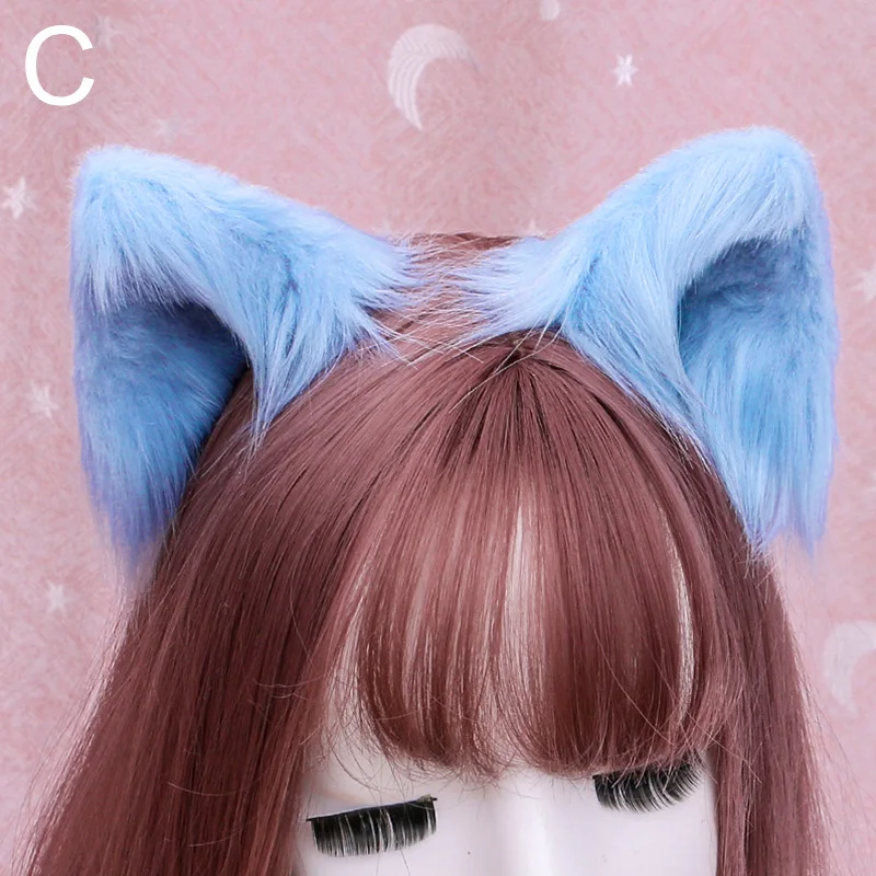Cat Ears Fashion Sweet Lovely Furry Animal Beast Ear Hair Clips Anime Lolita Wolf Cat Ears Cosplay Plush Halloween Furry Costume Anime Hair Accessories Game Cosplay Props Anime Ear Clips