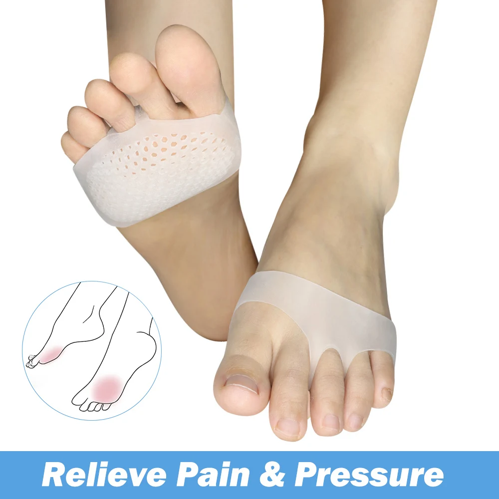 Forefoot Pads 2Pcs Metatarsal Pads Ball of Foot Cushions Gel for Metatarsalgia Pain Relief Mortons Neuroma and Blisters