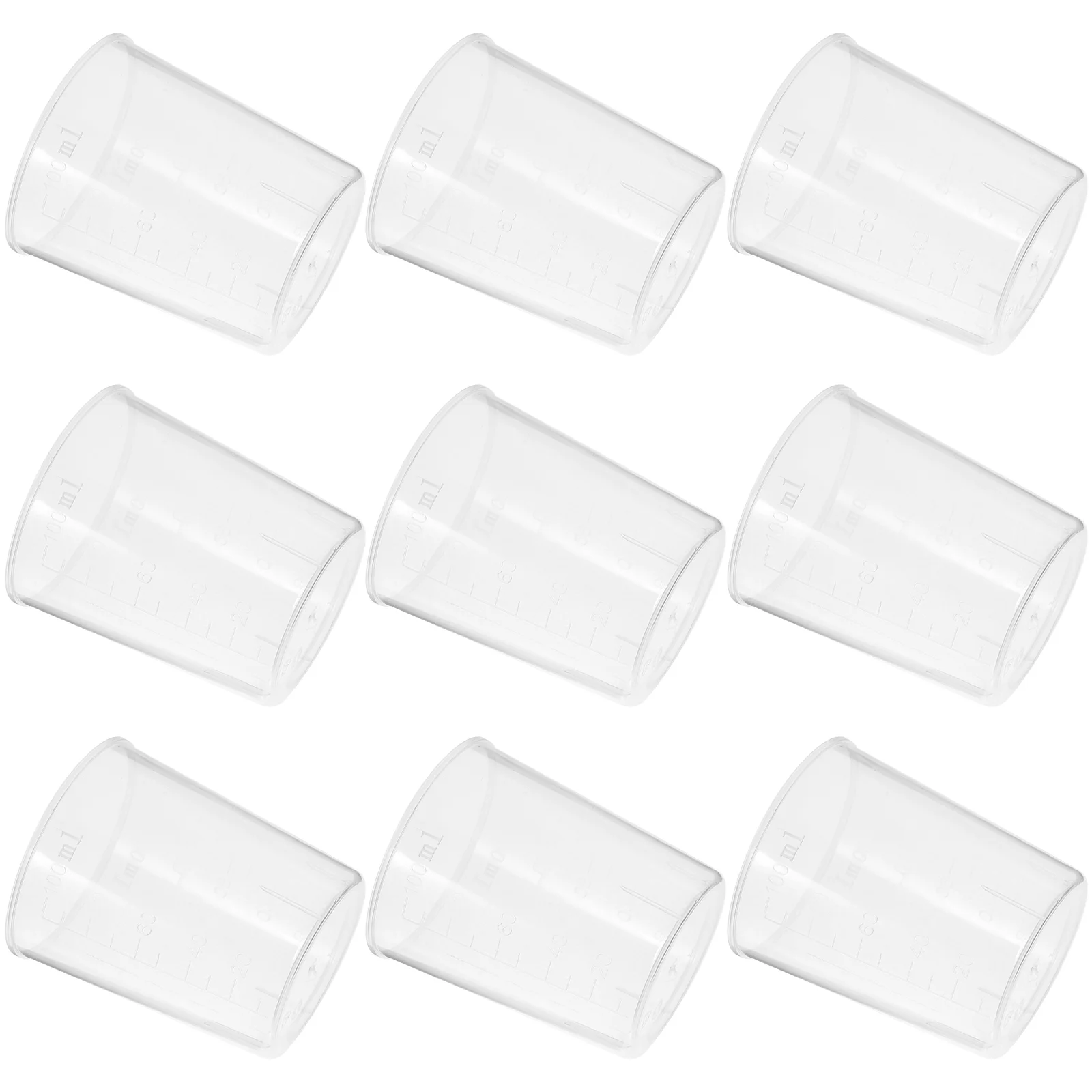 투명 플라스틱 측정 컵, 마킹 저울 포함, 부피 측정 도구, 100ml, 50 개