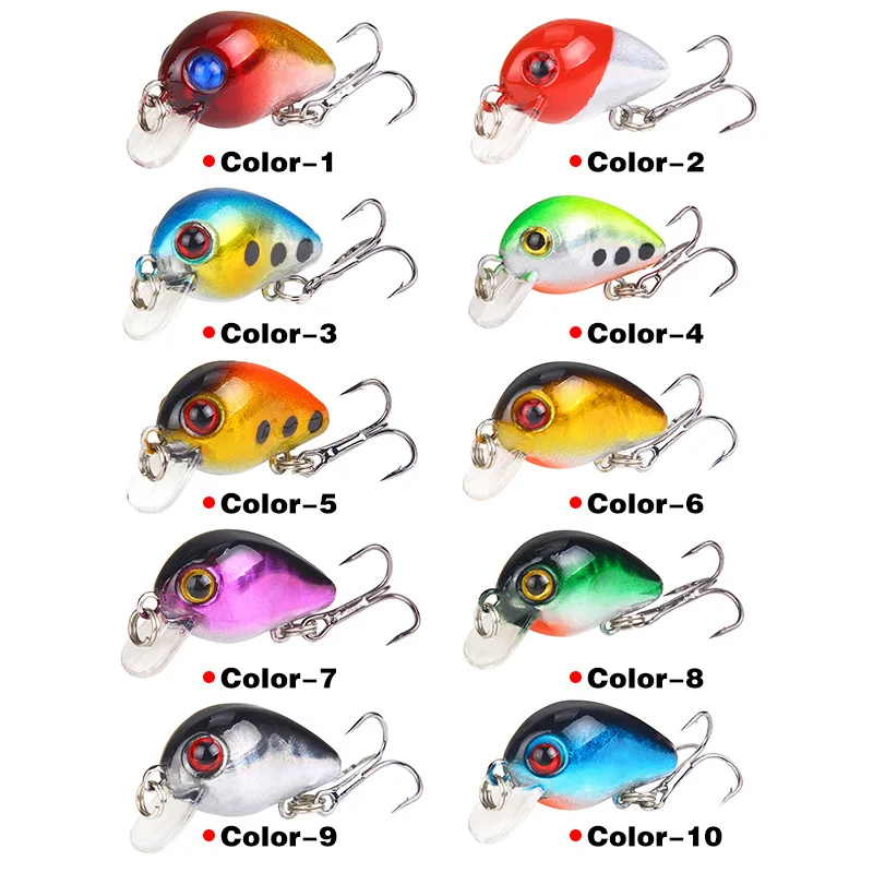 

lot Crankbait Plastic Wobbler Fishing Lure China 3CM-1.5G Swimbait Pesca Isca Artificial Bait 10# Hooks Fishing Tackle