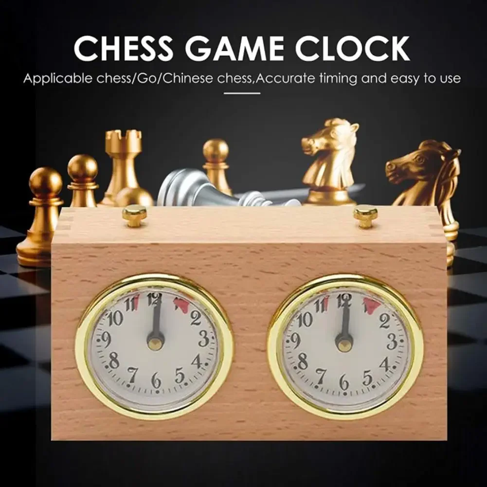 Wooden Board Game Countdown Timer Mechanical Digital Chess Game Stopwatch Clockwork Driven Retro for Tournament Competition