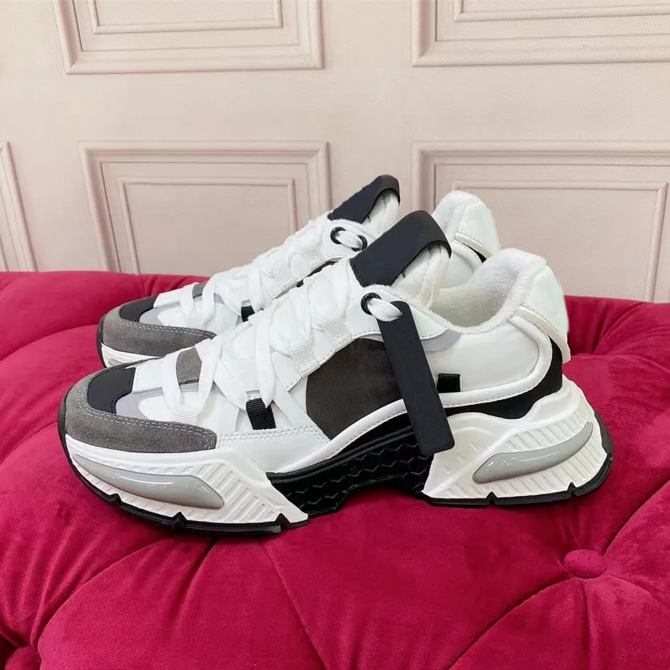 

High Quality Thick Soled Dad Shoes Women's Color Matching Lace Up Mesh Casual Sports Shoes Comfortable And Breathable Flat Shoes