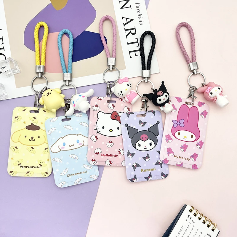 Kawaii Cartoon Kuromi Anime Keychain Pendant Cute Hello Kitty Cinnamoroll My Melody Card Holder Lanyard Card Holders Girl Gifts card holder credit card holder photo card holder desk card holder postcard holder acrylic sign holder