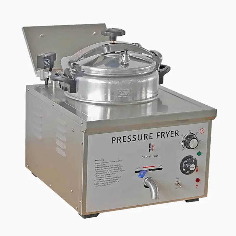 Deep Fryer High Pressure Commercial Electric Kitchen Equipments Food Processor Cooker 16L Small Fried Chicken Stove