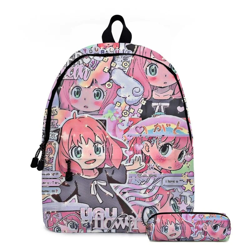 

Anime SPYxFAMILY Cosplay Twilight Anya Forger Yor Forger 3D Printing Oxford Cloth Student Pencil Case Backpack Two Piece Set