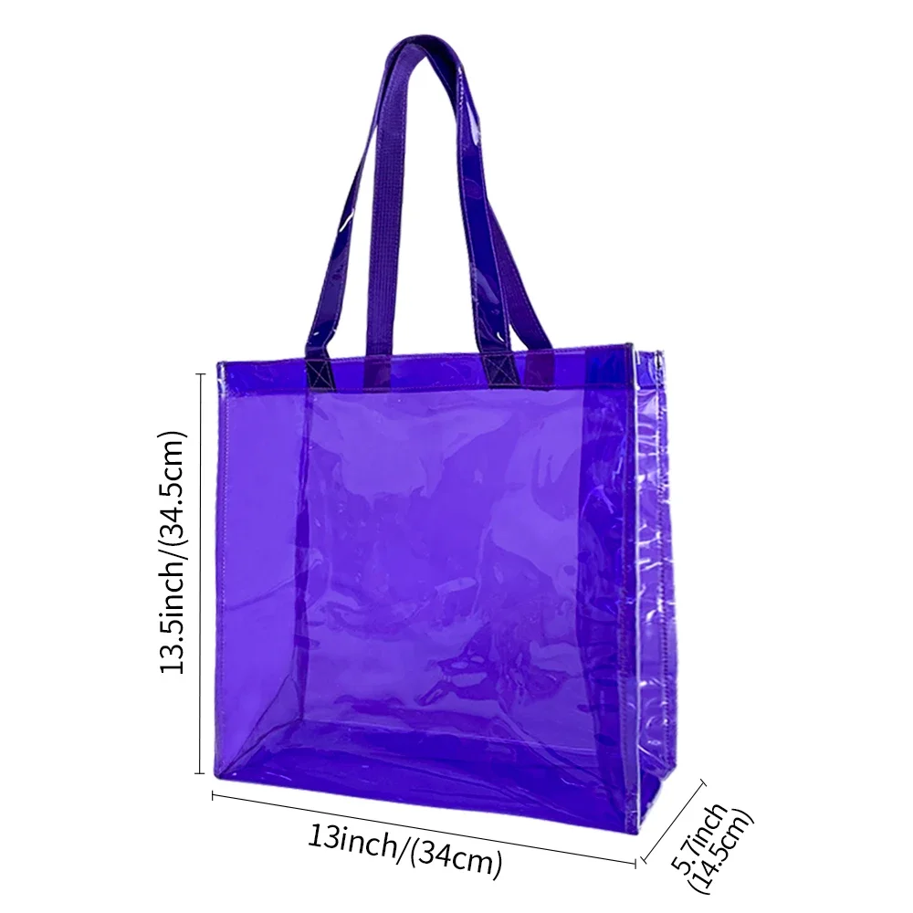 

HoSwag 200PCS Customized Logo Bag PVC Tote Shopping Bag Shoulder Transparent PVC Clear Duffle Bag With Logo Beach Hand Bag