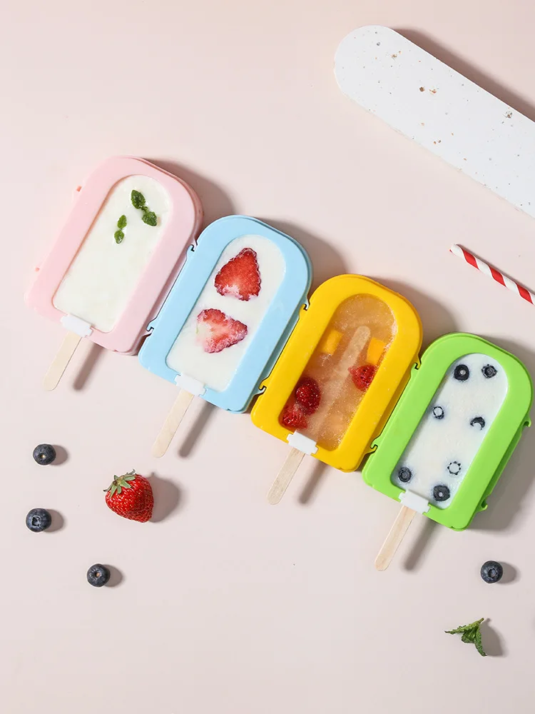 WORTHBUY DIY Cute Ice Pop Mold With 100 Wooden Sticks Reusable Silicone Ice  Cream Mold For Kid Popsicle Mold Kitchen Accessories