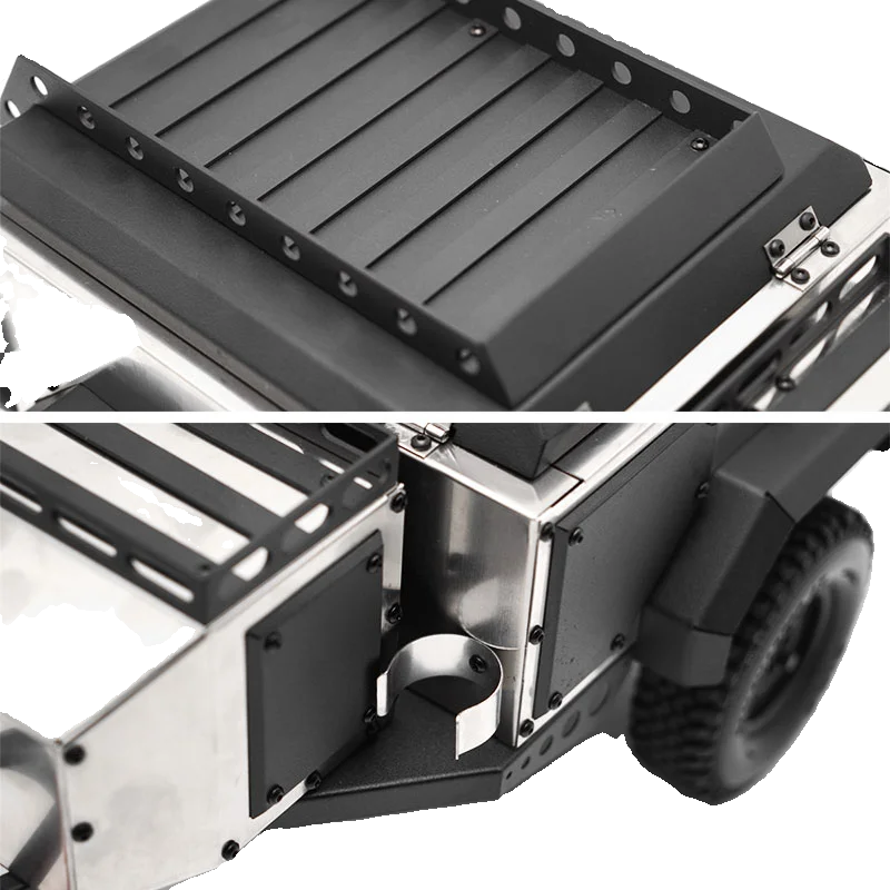 Rcクローラー用メタルキャンプトレーラー,traxxas,trx4,防御,同軸 Rcクローラー用メタルキャンプトレーラー,traxxas,trx4,防御,同軸