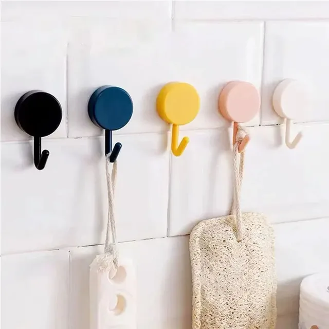 5/10PCS Self Adhesive Wall Hook Strong โดยไม่ต้องเจาะเสื้อผ้าห้องน้ําห้องครัวแขวนผ้าเช็ดตัวหน้าแรกตาราง Locker Hook 2