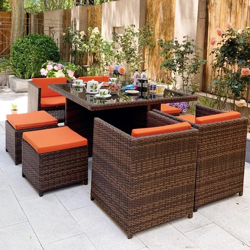 

Outdoor tables and chairs rattan chair combination balcony villa courtyard leisure sofa terrace rattan woven