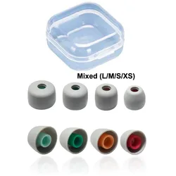 Silicone Ear Tips - Premium Eartips Cushion Set (4 Pairs, L/M/S/XS) - Comfortable Earbuds & Earplugs Accessories (Light Grey)