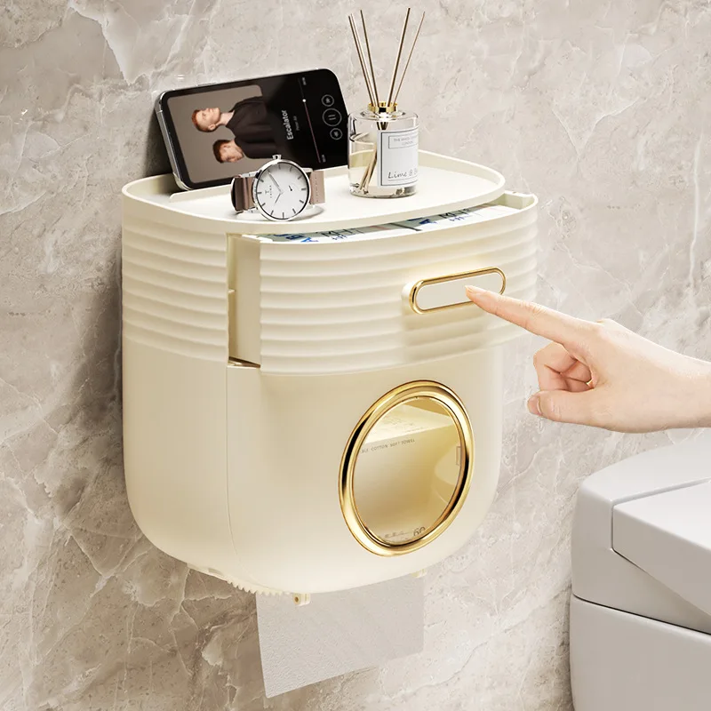 White toilet paper holder bathroom storage rack storage box tissue box non punched waterproof bathroom rack accessories