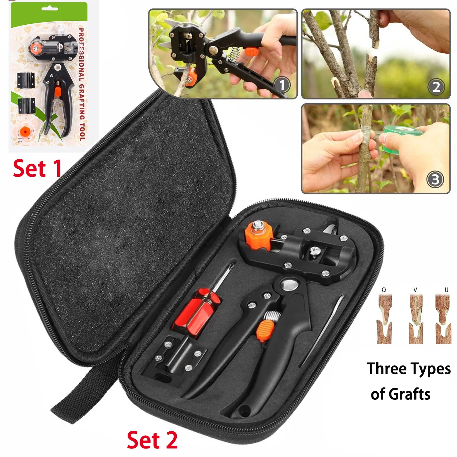 Kit Potatore Per Attrezzi Da Innesto 2 In 1, Innesto A V Omega-Innesto E Innesto A U, Perfetto Per Attrezzi Da Giardino Per Innesto Di Alberi Da Frutt