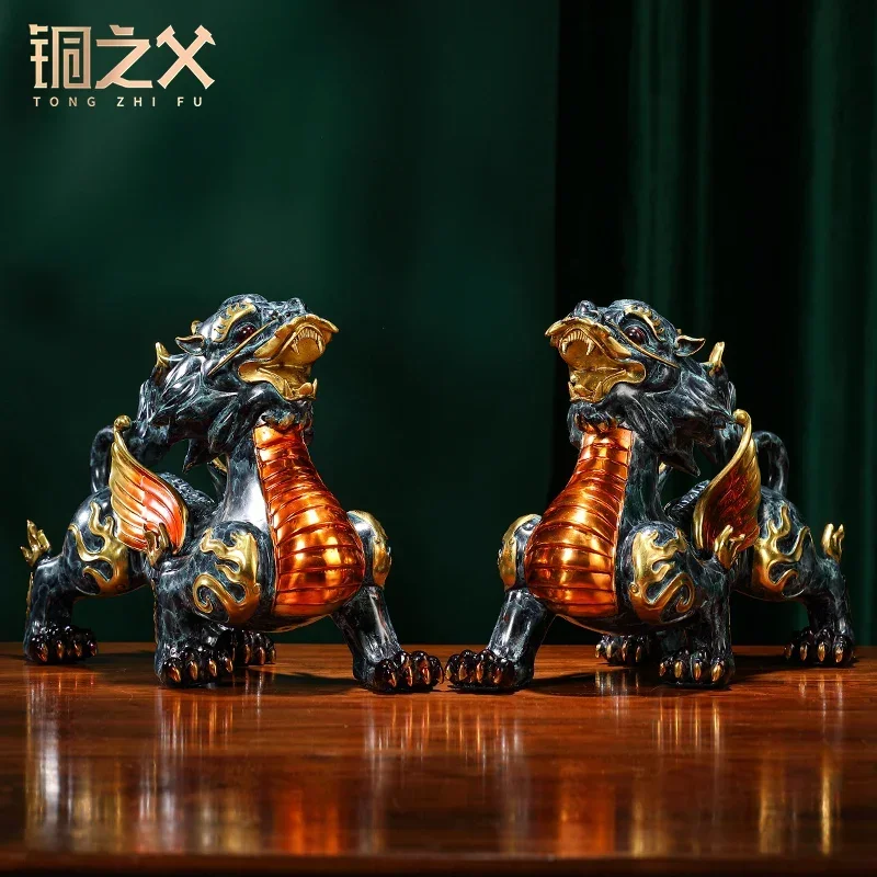 

Copper ornaments 【 Flying Pixiu 】 crafts a pair of office handmade high-grade housewarming new store opening gifts