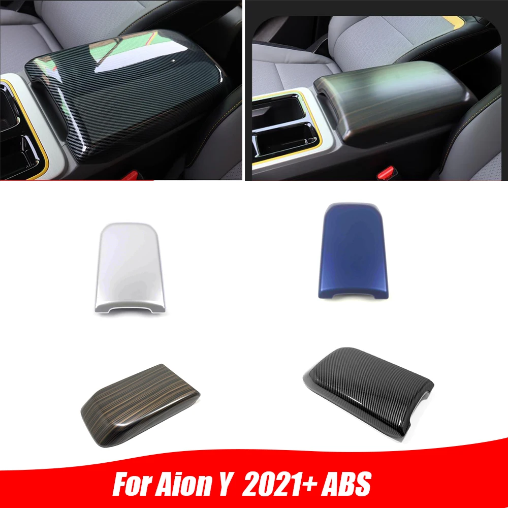 

For Aion Y 2021 2022 2023 ABS Silver carbon Car Armrest storage Box decor frame panel cover sticker Cover trim Accessories