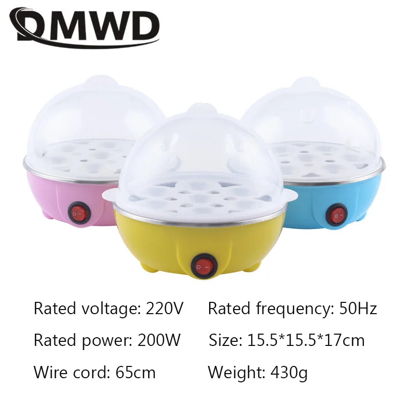 DMWD Electric Rapid Egg Cooker Food Steamer Boiler Rapid Heating Stainless Steel Pan Cooking tool Kitchenware 7 Eggs Capacity EU 2