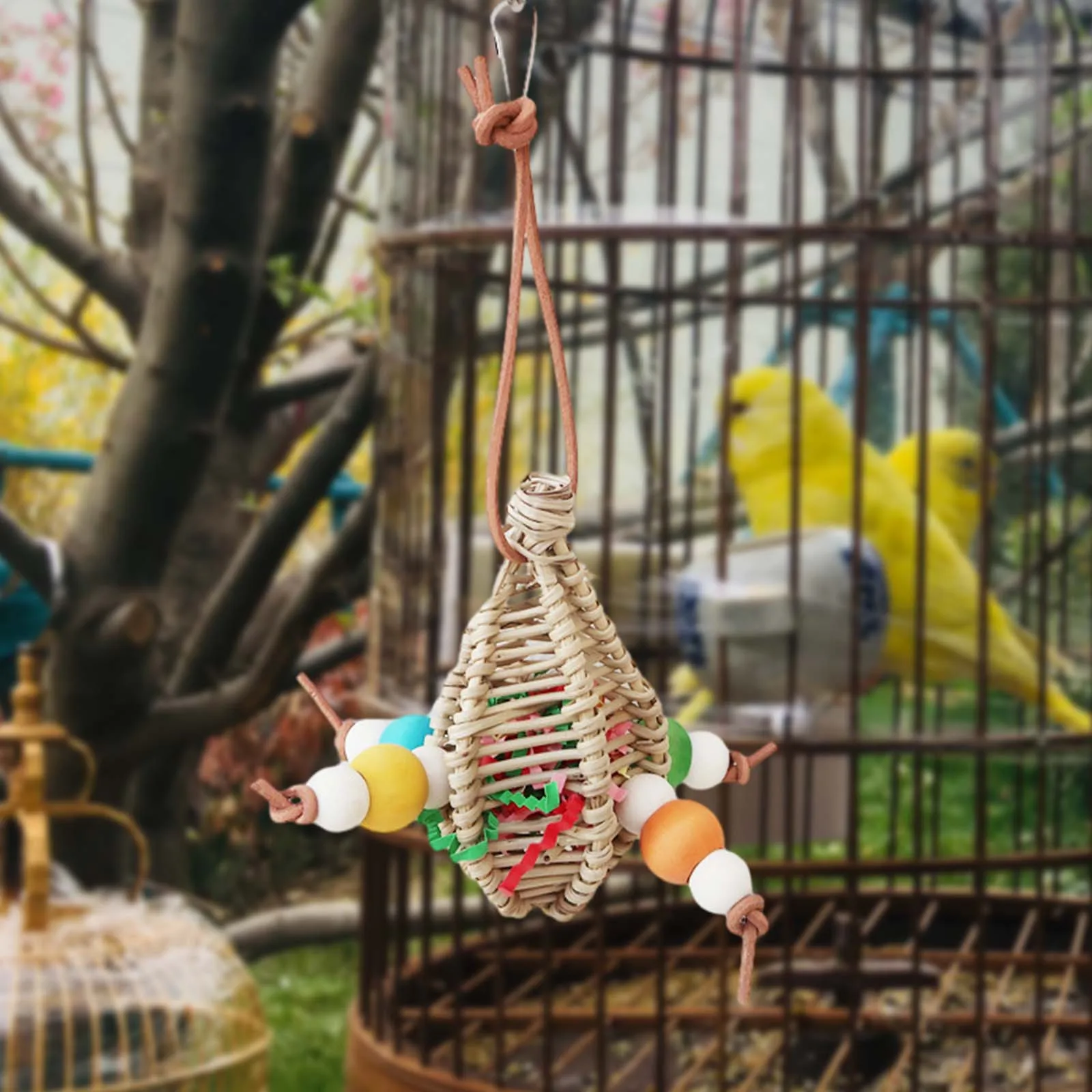 Bird Parrot Chew Toy Bird Chew Hang Toys Interactive Toys Turntable Stand Playing Cage Accessories Pet Supplies 3