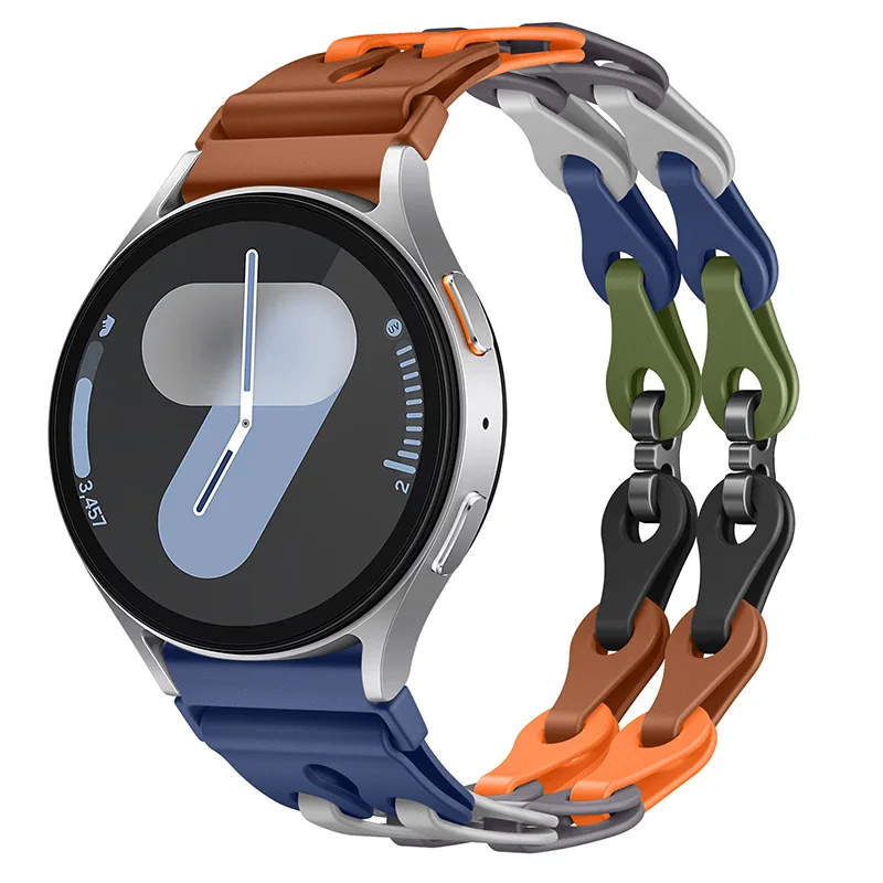 Silicone Chain Strap - 20mm/22mm Versatile Smartwatch Bracelet