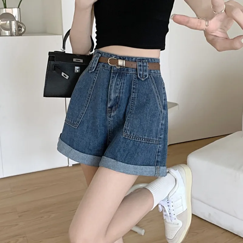 Loose Shorts for Women, High Waisted, Wide Leg, Rarf, New, Plus Size, Swimsuit, Crimping Short Jeans, Skirt Pants