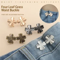 1Pair Four Leaf Clover Tightener Adjustable Waist Buckle for Jeans No Sewing Required Button Adjuster for Pants and Skirts Waist 1