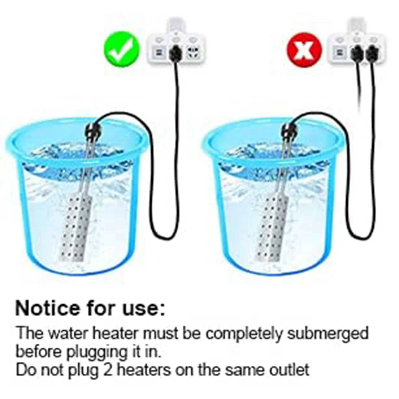 Immersion Water Heater 2500W Electric Bucket Heater with Timer Auto Shut Off Hot Tub for Home Winter EU Plug HOT
