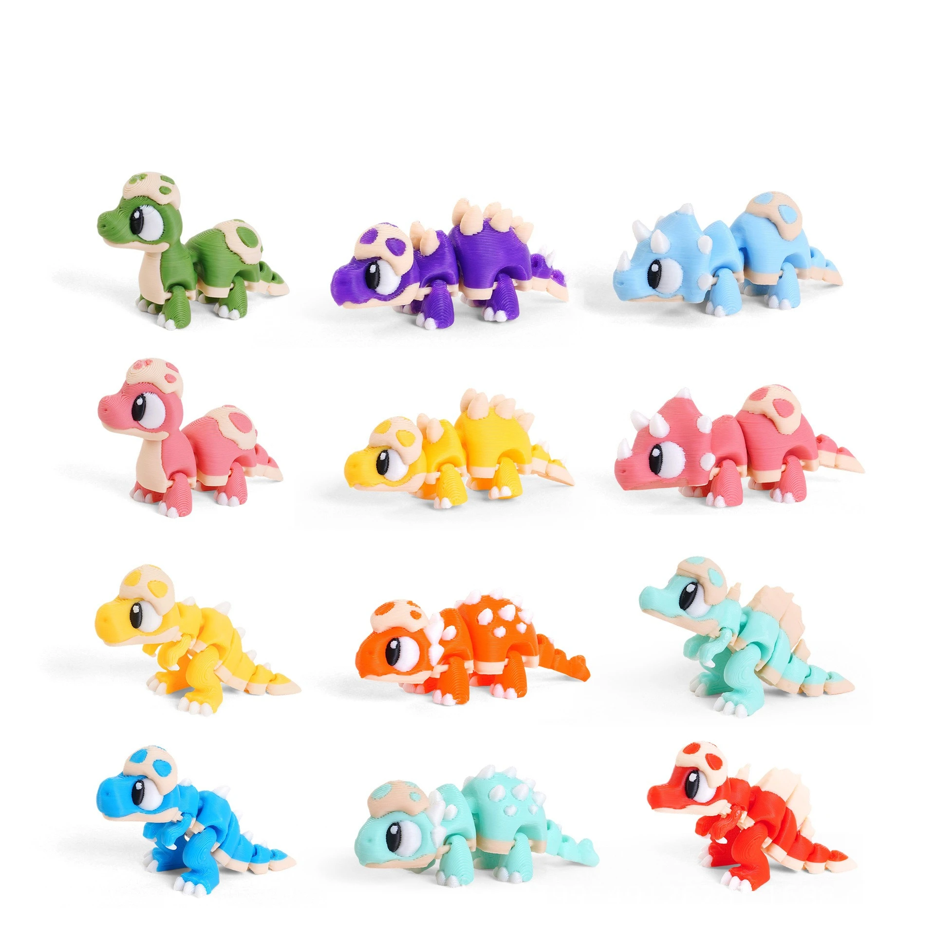 3D Printed Dinosaur Figures with Movable Joints - Desktop Decor and Kid's Gift Set