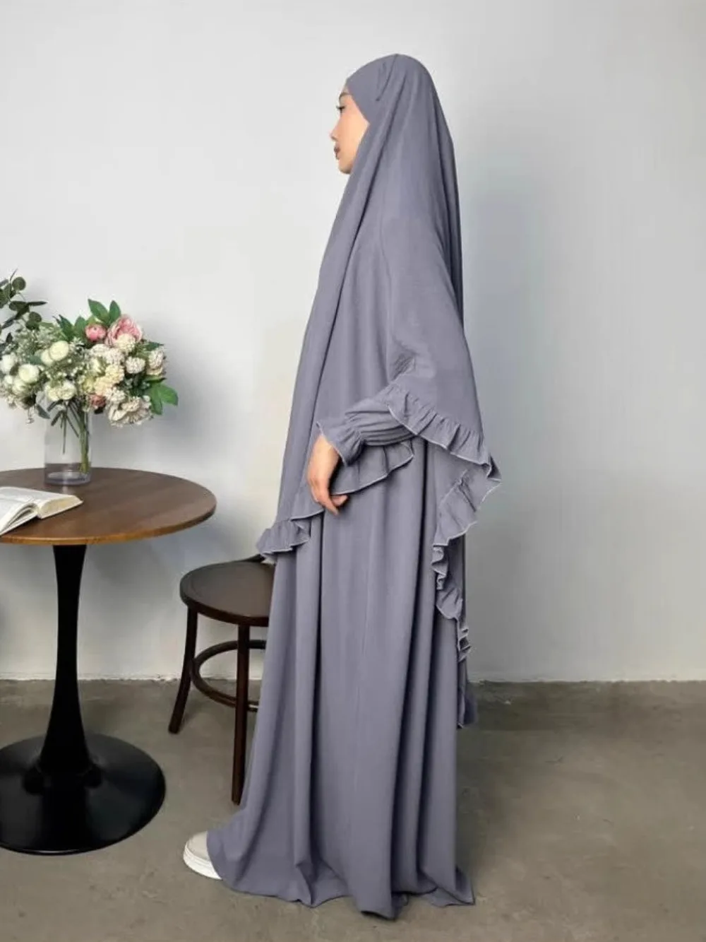 Muslim Sets Eid Ramadan Women 2 Piece Set Long Khimar Dress Abaya Set Prayer Garment Hijab Sets Niqab Jilbab Musulman Ensembles