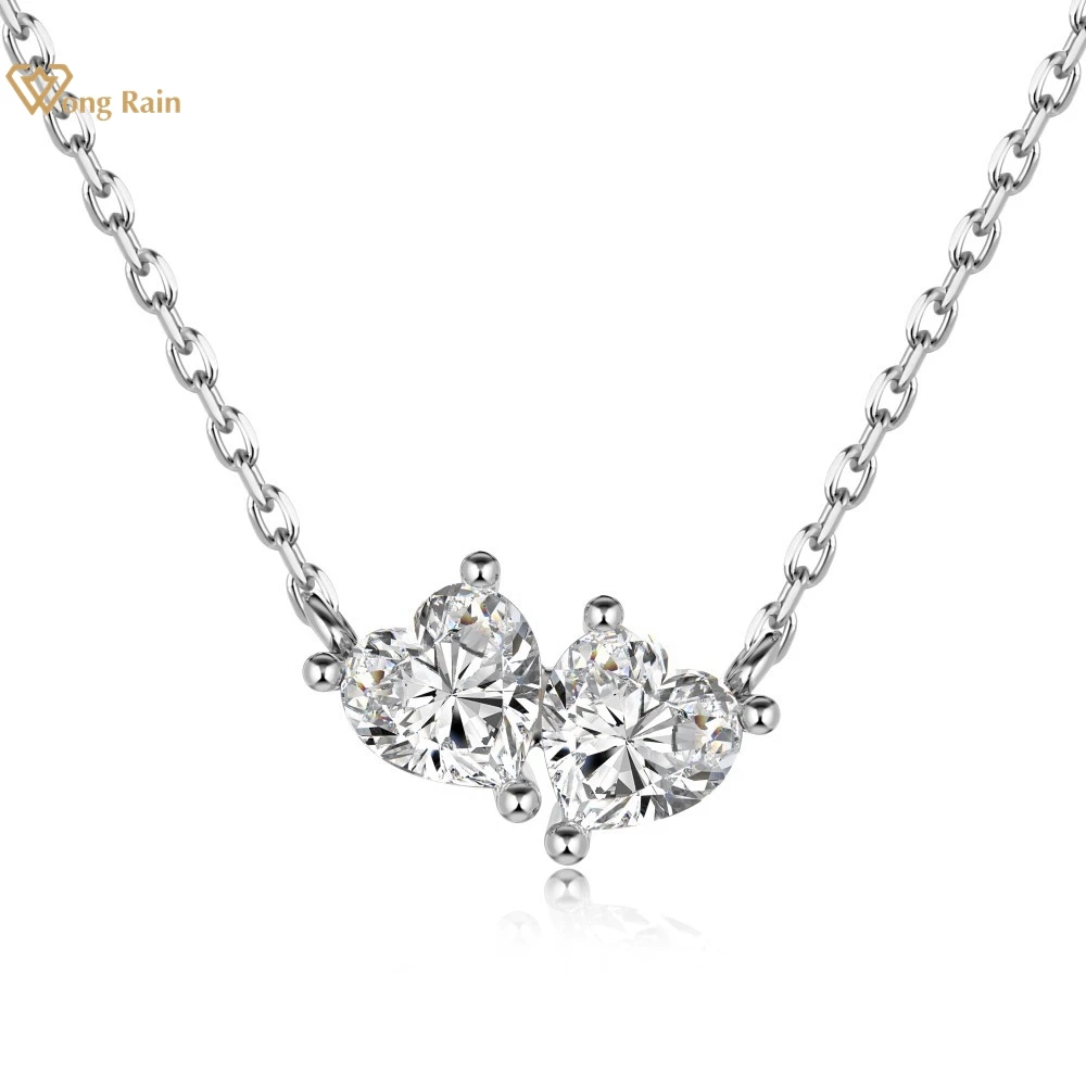 

Wong Rain 18K Gold Plated 925 Sterling Silver Love Heart Cut Lab Sapphire Gemstone Women Necklace Pendant Fine Jewelry Wholesale