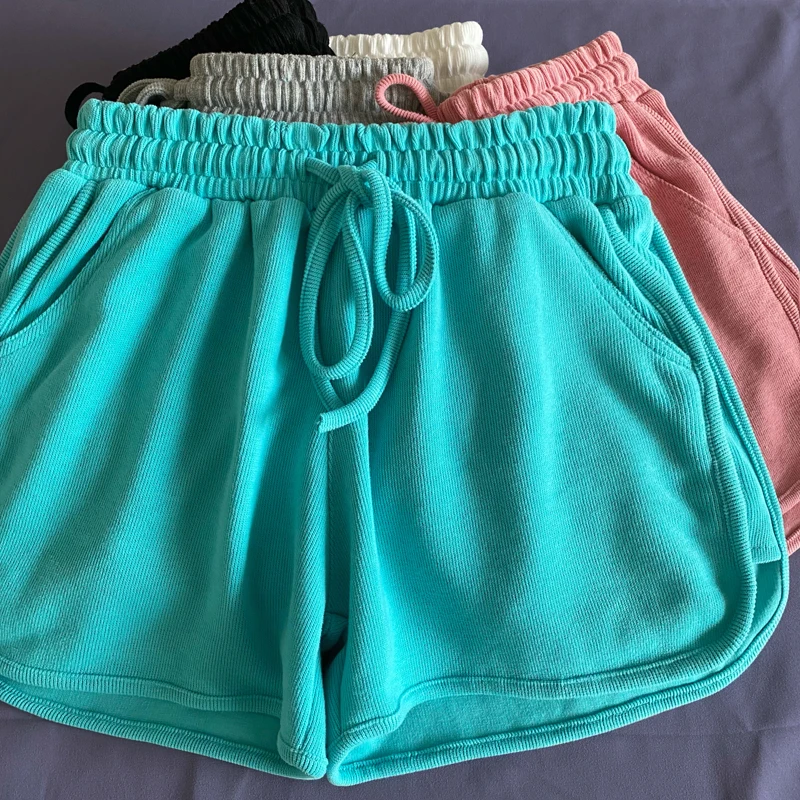 

Comfortable High Quality 2022 Women High Elastic Waist Wide Leg Cotton Shorts Casual Female Loose Gray Soprt Girls Short Pants