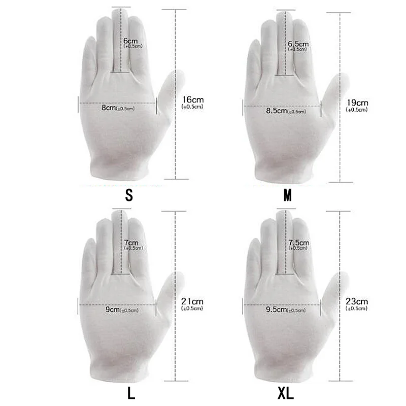 1 Pairs Full Finger Men Women Etiquette Cotton Gloves Waiters/Drivers/Jewelry/Workers Mittens Sweat Absorption Gloves cotton gloves